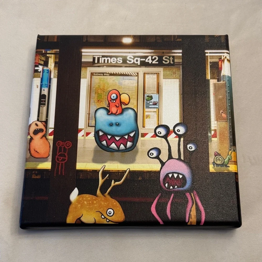 Kudu-Lah “Times Square” Signed Colorful Monster Art Canvas - Picture 1 of 5